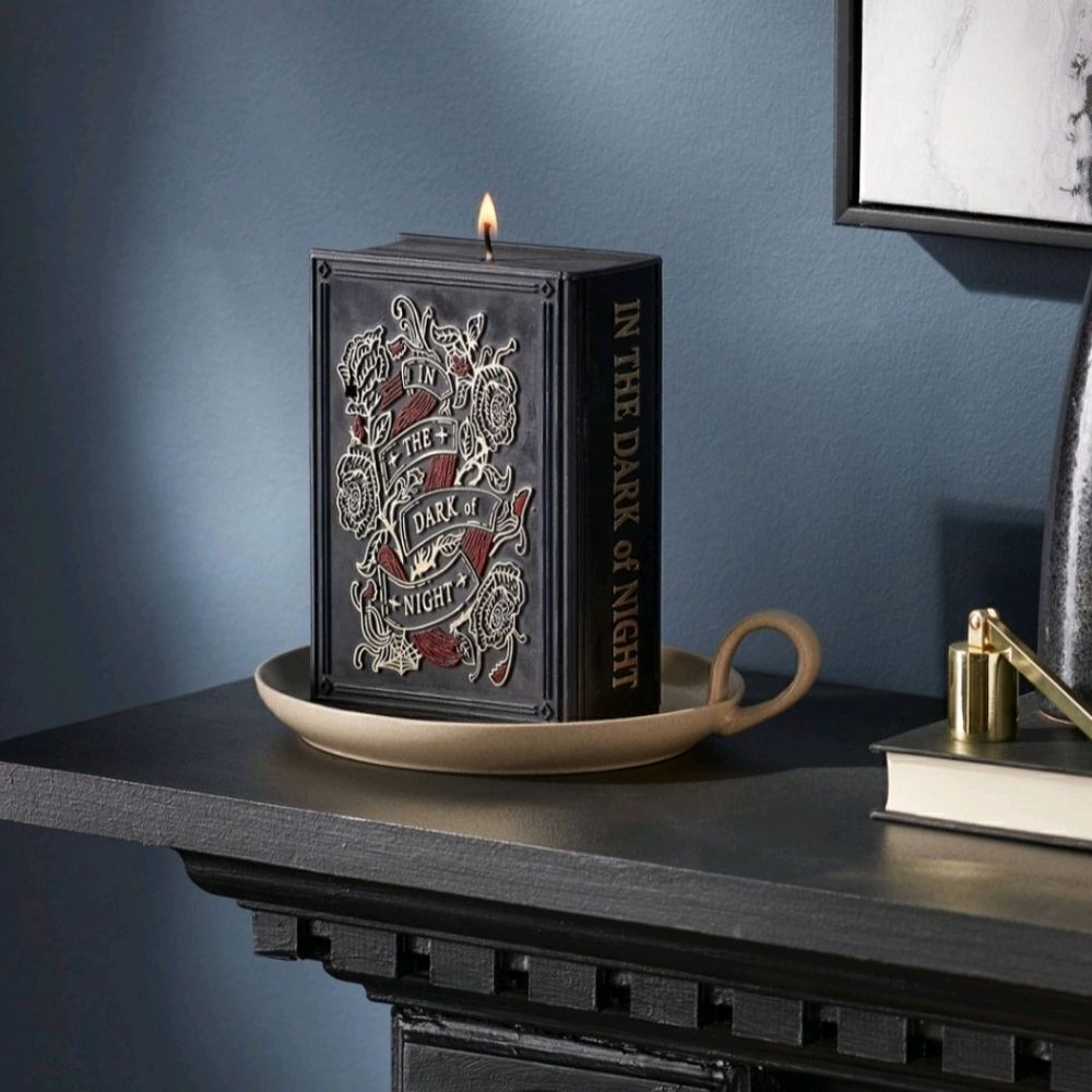 New Witchy Spooky Threshold 6" Book of Spells Black Candle
